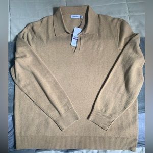 CALVIN KLEIN - Size XXL - Wool Pullover in Camel